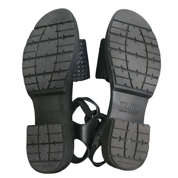 MUNRO Conner Black Leather Woven Ankle Strap Sandal Women Size 8.5 NWT $210 - Picture 4 of 7
